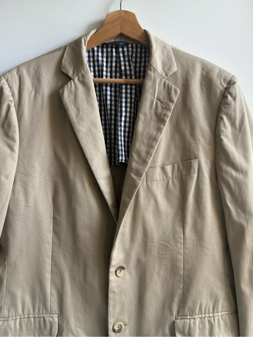 Brooks Brothers Men's 1818 Fitzgerald Fit Crespi  Suit Jacket Khaki Tan 42R/W36